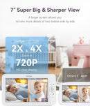 7" Split-Screen Baby Monitor with 2 1080P Cameras, 720P HD No WiFi Monitor with a Flexible Bracket, Video Baby Monitor with Camera and Audio, 2 Way Audio, Remote PTZ, Auto Night Vision by TinyTreasures Baby Boutique