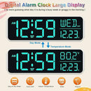 Peakeep Large Display Digital Alarm Clock for Bedrooms, Date Day of Week Temp Desk Table Clocks for Living Room Office, Dimmable Plug in Electric Clock, 5 Volumes, Loud, Auto DST by CozyNest Decor