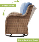 Outdoor Wicker Patio Furniture Set - 6 Piece Rattan Patio Conversation Set with 2 Rocking Swivel Chairs,2 Ottomans,1 Loveseat and 1 Coffee Table for Porch Deck Backyard Garden(Yellow/Blue) by GreenHaven Gardens