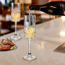 Champagne Flutes Set of 6, 7oz Square Champagne Glasses, Lead-Free Crystal Champagne Flute Glass, Unique Gift for Birthday, Wedding, Anniversary by CozyNest Decor