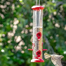 Kingsyard 2 Pack Tube Bird Feeders for Outdoors Hanging, Premium Hard Plastic Bird Feeder with 6 Feeding Ports, Weatherproof & Steel Hanger, Attracting for Wild Birds (Red) by CozyNest Decor