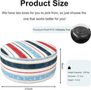 Inflatable Ottoman Stool D21 xH9 for Outdoor/Indoor Use, Water Repellent Patio Foot Rest Stool with Portable Handle,Round Pouf Ottoman Suitable for Garden,Deck and Camping - Stripe Red Blue by CozyNest Decor