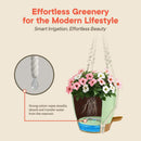 Green Hanging Self Watering Pots with Macrame Ivory Rope, 3 Pack Indoor & Outdoor Hanging Plant Pots with Built-in Reservoir, Wick Rope, Drainage Holes & Hooks, Stylish Boho Decor Hanging Planter by GreenHaven Gardens