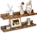 Fun Memories Picture Ledge Shelf for Wall, 24 inch Pine Wood Nursery Book Shelves Set of 2- Wall Book Shelves for Kids Room, Home Decor - Kitchen Spice-Carbonized by TinyTreasures Baby Boutique