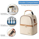 Breastmilk Cooler Bag with Ice Pack Fits 6 Baby Bottles up to 9 Ounce, Breast Milk Pump Cooler Bag with Shoulder Strap for Nursing Mom Daycare, Work, Travel- Cream by TinyTreasures Baby Boutique