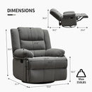 Swivel Rocking Recliner Chair for Adults, Overstuffed Manual Glider Rocker Recliner Chairs, Upholstered Reclining Single Sofa for Living Room Nursery (Grey) by TinyTreasures Baby Boutique
