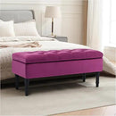 Ottoman with Storage Velvet Storage Bench Holds Up to 500 lbs Ottomans Upholstered Bench with Seating for Bedroom, Living Room, Purple by CozyNest Decor