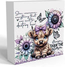 Cute Highland Cow Baby Decor, Highland Cow Sunflower Decor, Highland Cow Gifts for women, Highland Cow Nursery Decor, Wooden Box Decor Sign for Home Farmhouse Office Living Room Table Shelf by CozyNest Decor