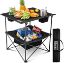 Folding Camping Table, Portable Outdoor Picnic Table, Rectangular Lightweight Camp Table with Storage, Cup Holder and Carry Bag for Barbeque Beach Camping and Tailgate by GreenHaven Gardens