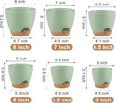 Plant Pots 8/7/6.5/6/5.5/5 Inch Self Watering Pots, Set of 6 Plastic Planters with Drainage Holes and Saucers,Plastic Flower Pots,Nursery Planting Pot for Indoor Out Door Plants（Green） by GreenHaven Gardens