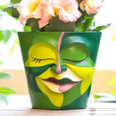 GUGUGO Face Planters Pots with Drainage, Abstract Gardening Pots for Indoor Plants, Unique Funny Small Succulent Pot for Plant Lover Gifts (Rainbow Colors - Mainly Green, 5.5Inch) by GreenHaven Gardens