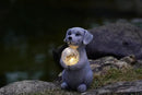 Solar Dog Garden Statues - 8.4 "Dog Decor with Gazing Ball Solar LED Lights, Unique Gifts for Mom Grandma Birthdays, Outdoor Decor for Outside Lawn Porch Patio (Gray) by GreenHaven Gardens