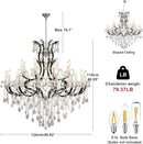 Large Black Crystal Chandelier Light Fixtures, 24 Lights Modern Crystal Chandeliers for Hotel, Lobby, Foyer, Entryway Hall, Staircase High Ceiling 50'' Chandelier 2 Layers by CozyNest Decor