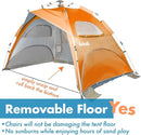 Beach Tent Pop Up Beach Sun Shade Tent with UPF 50+ UV Protection, Removable Floor Zippered Privacy & Ventilation Sun Shelter Family 3 to 4 Person by TinyTreasures Baby Boutique
