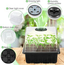Lunies 6 Packs Seed Starter Trays with Grow Light, Seeding Starter Tray with Adjustable Humidity Dome, Base Indoor Greenhouse Germination Kit for Seed Growing Starting(12 Cells per Tray, Black) by GreenHaven Gardens