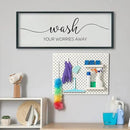 SRSZHIYUE Wash Your Worries Away Bathroom Sign Wall Art 40"x15" Funny Restroom Toilet Large Wood Framed Hanging Decor (Black) by CozyNest Decor