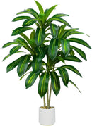 Artificial Dracaena Tree Artificial Silk Tree Faux Tree with White Tall Planter Fake Tropical Yucca Floor Plant (1, White Planter, 4 FT) by CozyNest Decor