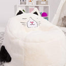 Posh Creations Cute Soft and Comfy Bean Bag Chair for Kids, Large, Animal - Ivory Cat by TinyTreasures Baby Boutique