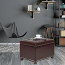Leather Storage Ottoman Bench Foot Rest Stool with Nailhead Trim (Dark Brown - Button Tufted Leather) by CozyNest Decor