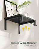 Deep Floating Shelves for Wall, 12 inch Wall Mounted Shelves Set of 2, Wide Floating Shelves for Living Room, Bedroom, Study, Bathroom, Black TBJ02P2BB by CozyNest Decor
