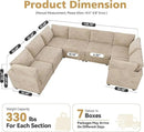 Modular Sectional Sofa with Chaise U Shaped Sectional Couch for Living Room, 7-Seater Comfy Cloud Couches, Plush Corduroy, Beige by CozyNest Decor