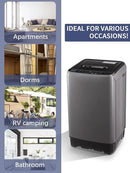 17.7 lbs Full Automatic Washing Machine with LED Display Compact Drain Dump, 10 Wash Programs and 8 Water Levels Ideal for Dorms, Apartments, RV, Grey (KB03-GREY6-3) by CozyNest Decor