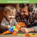 Wooden Dinosaur Puzzles Set for Kids/Toddlers Ages 1-8, T-Rex & Allosaurus with Colorful Box, Educational Dino Toys Little Boys/Girls 2 3 4 5 6 Year Old, Numbers/Chunky, Large 11"x7" Size by TinyTreasures Baby Boutique