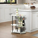 Light Gray Bar Carts with 4-Tier Storage Shelves, Mobile Bar Serving Cart with Wine Rack and Glass Holder, for The Home, Kitchen, Living Room, Dining Room by CozyNest Decor
