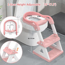 2 in 1 Potty Training Toilet Seat & Toddler Step Stool, Bottom Triangle Stability Toddler Toilet Seat, Adjustable Step & Seat Height Potty Seats for Toddlers Boys Girls (Pink) by TinyTreasures Baby Boutique