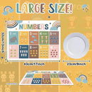 Educational Preschool Kids Placemats Set of 6 Boho Plastic Table Mats Toddler Children Montessori Place Mats for Kids Washable Holiday Desk Decoration for Indoor Outdoor Party Kitchen Dining Table by CozyNest Decor