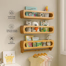 Bamboo Nursery Book Shelves, Fully Assembled For Easy Use - Set of 3 Floating Shelves for Wall Kids, Wall Mounted Book Shelves For Kids Room, Baby Room, Toddler Room, Nursery Decor, 16.5 Inch Natural by TinyTreasures Baby Boutique