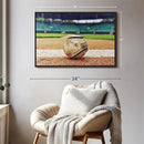 ElephantStock Baseball In Stadium Wall Art - Horizontal Framed Canvas - 1-Piece Living Room Wall Decor - Car Photography Canvas Print - Brown and Beige Decor for Wall - 31" X 21" by CozyNest Decor
