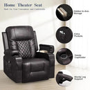 Recliner Chairs for Adults, FSC Certified Massage Rocker with Heated Modern Ergonomic Lounge 360 Degree Swivel Single Sofa Seat Living Room Lounge Recliners Brown by CozyNest Decor