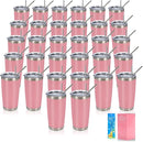 IEOVIEE 32 Pack 20oz Stainless Steel Bulk Tumblers with Lids and Straws Double Wall Insulated Travel Mug Durable Powder Coated Tumbler Bulk Cup for Cold and Hot Drinks(Pink) by TinyTreasures Baby Boutique
