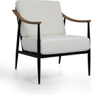 Modern Accent Chair for Living Room Bedroom Mid Century Arm Chair Upholstered Office Accent Chair Comfy Waiting Room Chair with Metal Frame, Cream White by CozyNest Decor