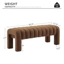 43.3" Bedroom Bench, Upholstered Entryway Bench, Modern End of Bed Ottoman with Solid Wood Legs and Adjustable Foot Pegs for Entryway, Dining Room and Living Room (Brown Boucle) by CozyNest Decor