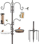 Deluxe Bird Feeding Station Kit With Multi Feeder Hanging Pole, Metal Suet Feeder, Bird Bath, Mesh Tray for Attracting Wild Birds and Planter Hanger (1 Pack) by GreenHaven Gardens