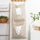 100% Linen Hanging Laundry Bag with 2 Compartments, Over the Door Laundry Hamper, Dirty Clothes Space Saving Organizer 19.7 x 47 Inches, Linen by CozyNest Decor