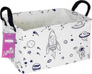 Rectangular Storage Basket Fabric Organizer Bin for Toys,Books,Clothes,Gifts,Pets-Perfect for Home,Office,Nursery,Dorm,Shelf(Rec Spaceships) by TinyTreasures Baby Boutique