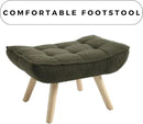 Modern Sherpa Accent Chair with Ottoman Set of 2, Fluffy Upholstered Lounge Chair with Footrest, Comfy Living Room Side Boucle Armchair for Small Space Bedroom, Green by CozyNest Decor