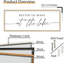 SRSZHIYUE Better To Wake At The Lake Wall Decor Above Bed Sign 32"×12" for Lake House Bedroom Over Bed Large Wood Framed Wall Hanging Art (Wood) by CozyNest Decor