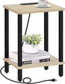TUTOTAK End Table with Charging Station, Small Side Table with Outlets, Nightstand Bedside Table, 2-Tier Storage Shelf for Small Space, Living Room, Bedroom, Oak TB01BO040 by CozyNest Decor