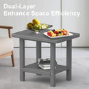 Outdoor Side Table - 2-Tier Storage All Weather Outdoor End Table for Patio - HDPE Morden Easy Maintenance Adirondack Side Table for Pool Porch Balcony Garden Lawn Backyard Outside Indoor by GreenHaven Gardens