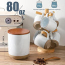 Hasense Ceramic Canister with Airtight Lid for Kitchen Counter, 80 Ounce Large Ceramic Food Storage Jar with Seal Ring for Serving Flour, Grain, Cereal, Pasta, Coffee, Sugar and Tea, Greyish White by CozyNest Decor