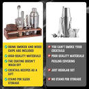Bartender Kit with Whiskey Smoker - 13 pcs, Pine Stand - Bar Set with Cocktail Shaker, Bartending Kit with Essential Bar Accessory Tools, Wood Chips, Steel by CozyNest Decor