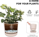 Elly Décor 12 inch Plastic Cylinder Planter Pot with Self-Watering Saucer and Drainage Hole,Lightweight & Extremely Durable, 12"x 12", Ivory by GreenHaven Gardens