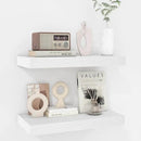 Fun Memories 16 Inch Floating Shelves - Deep Rustic White Wooden Wall Shelves - Extra Deeper & Thicker Wall Mounted Storage Shelf for Bedroom, Kitchen, Farmhouse - 2 Pack, Rustic White by CozyNest Decor