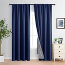 XWZO Full Shading Blackout Curtains 84 Inches Long with Tiebacks- Heat and Light Blocking Rod Pocket Window Drapes with Black Liner Backing for Bedroom/Kid's Room, Navy Blue, W52 x L84, Set of 2 by TinyTreasures Baby Boutique