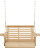 Amish Casual 3 Foot Roll Back Porch Swing with Cup Holders in Unfinished - Amish Made in The USA from Treated Pine Heavy Duty 700 Lb. Weight Capacity by GreenHaven Gardens