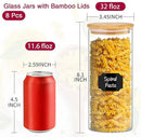 32 oz 8 Pcs Glass Jars with Bamboo Lids, Stackable Clear Food Storage Jars, Airtight Kichen Glass Pantry Storage Containers with Lids for Rice, Candy, Sugar, Flour, Nuts, Cookie, Coffee Bean by CozyNest Decor